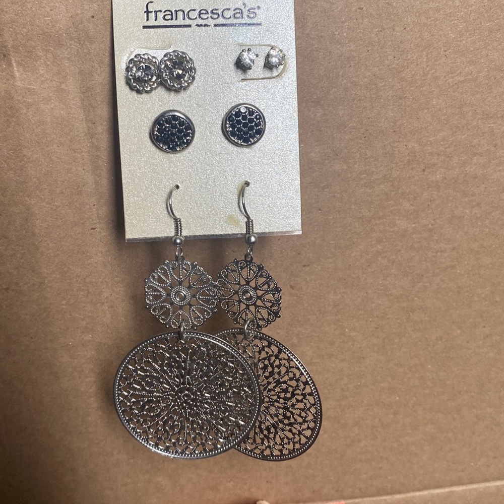 Francesca’s 4 pairs of silver earrings